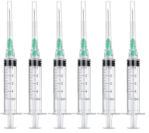 10 cc Syringes 5 pack with 16 guage needles